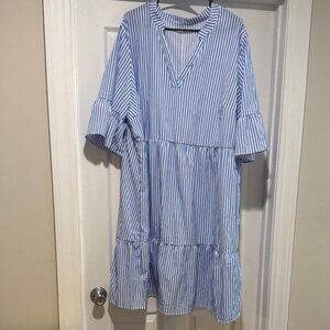 SHEIN Blue and White Striped Dress - NWOT